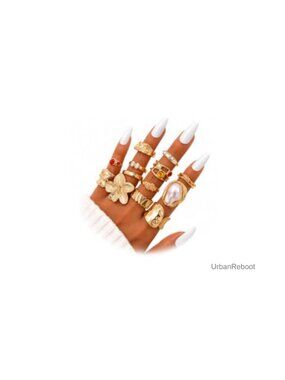 Gold Stackable Rings Set for Women Knuckle Midi Statement Layered